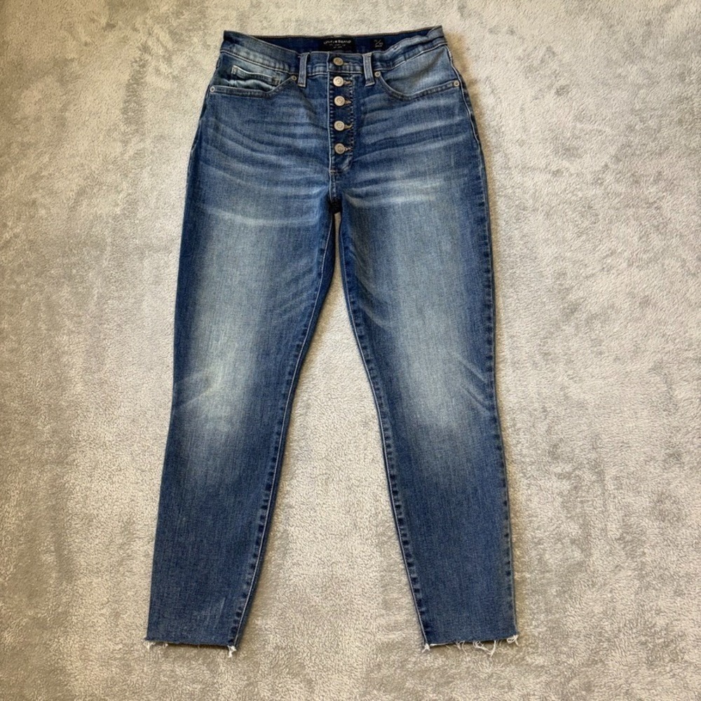 Lucky Brand Jeans Womens 10 Blue Ankle High Rise Skinny Bridgette Exposed Button